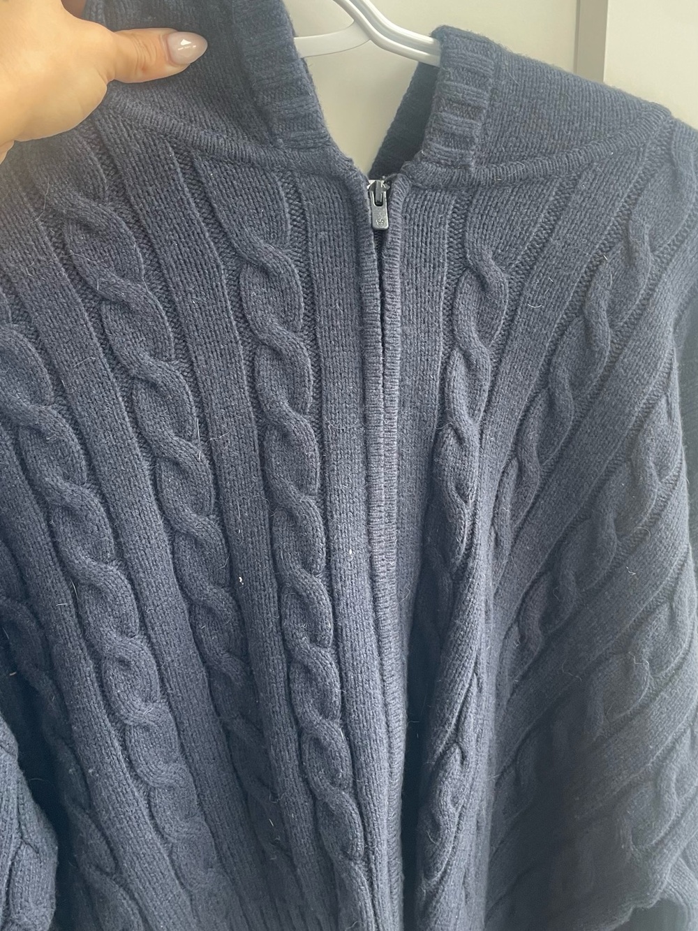 Aritzia Sunday best Cable Knit Full-Zip Sweater - Navy